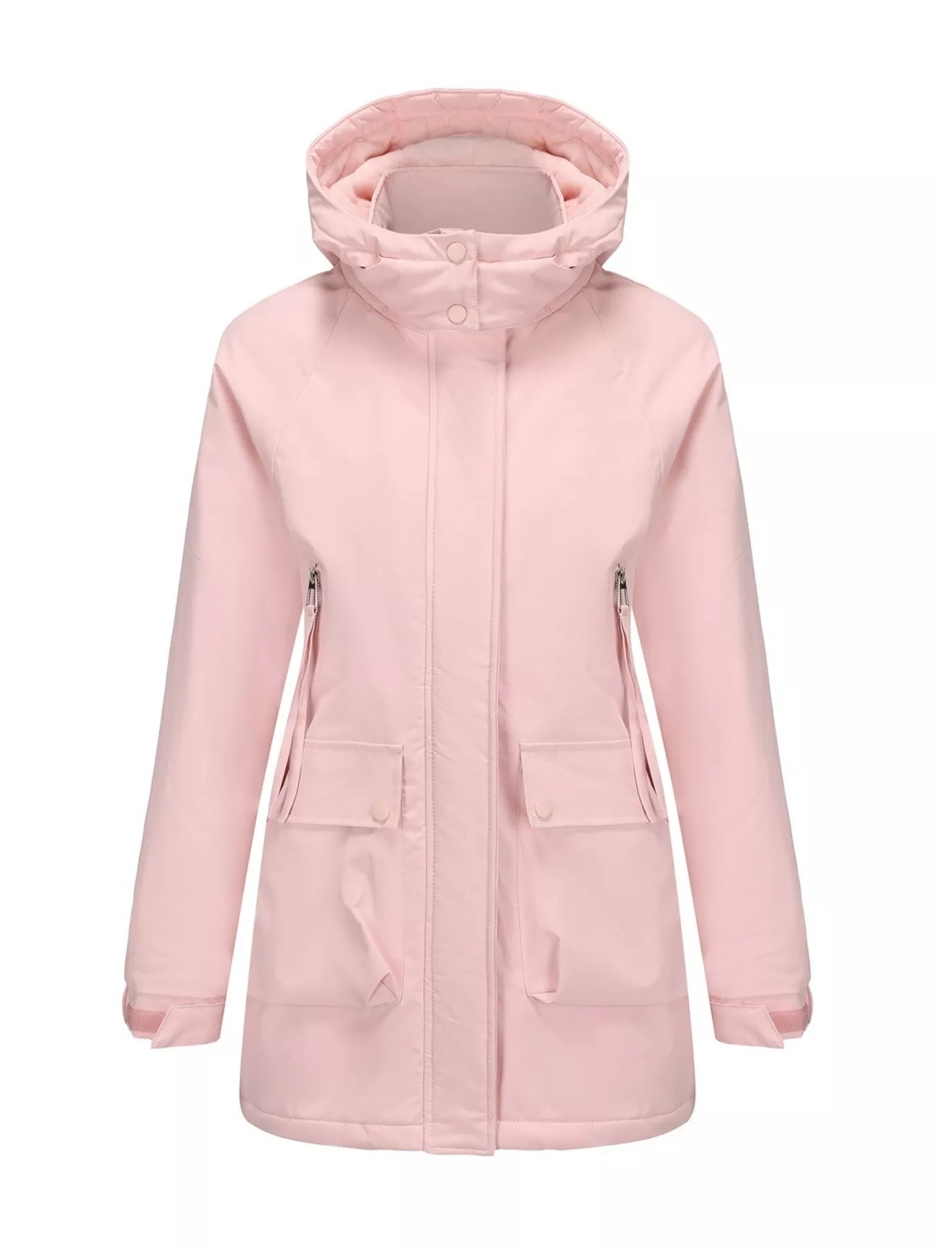 Full Size Zip Up Hooded Parka Outerwear Plus Size