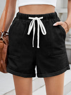 Drawstring Wash Denim Shorts