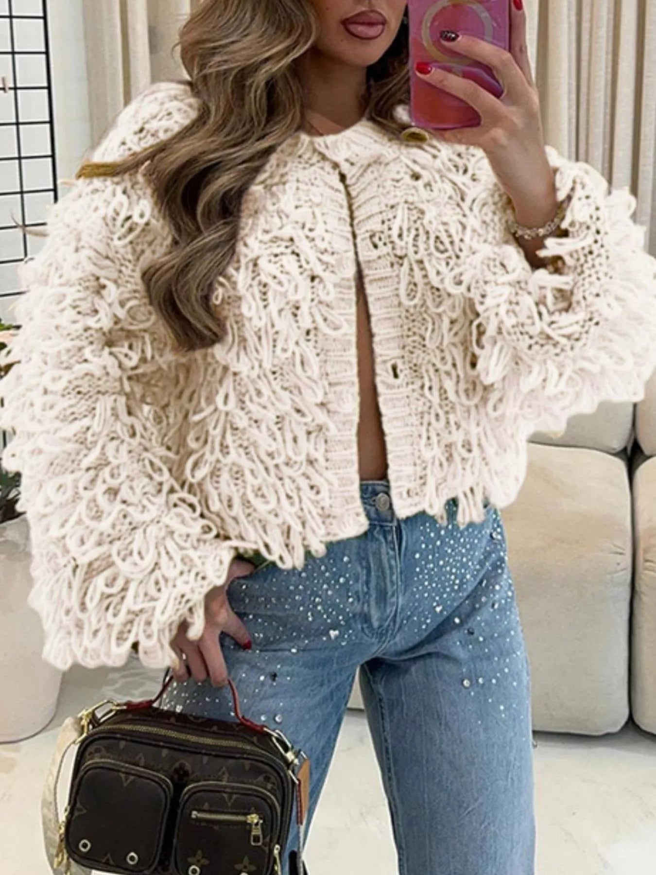 Fringe Button Up Cardigan