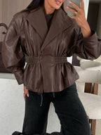 Peplum Waist Leather Jacket