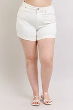 Judy Blue Full Size High Waist Double Roll Cuff Denim Shorts Plus Size