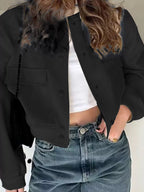 Full Size Snap Down Long Sleeve Jacket Plus Size