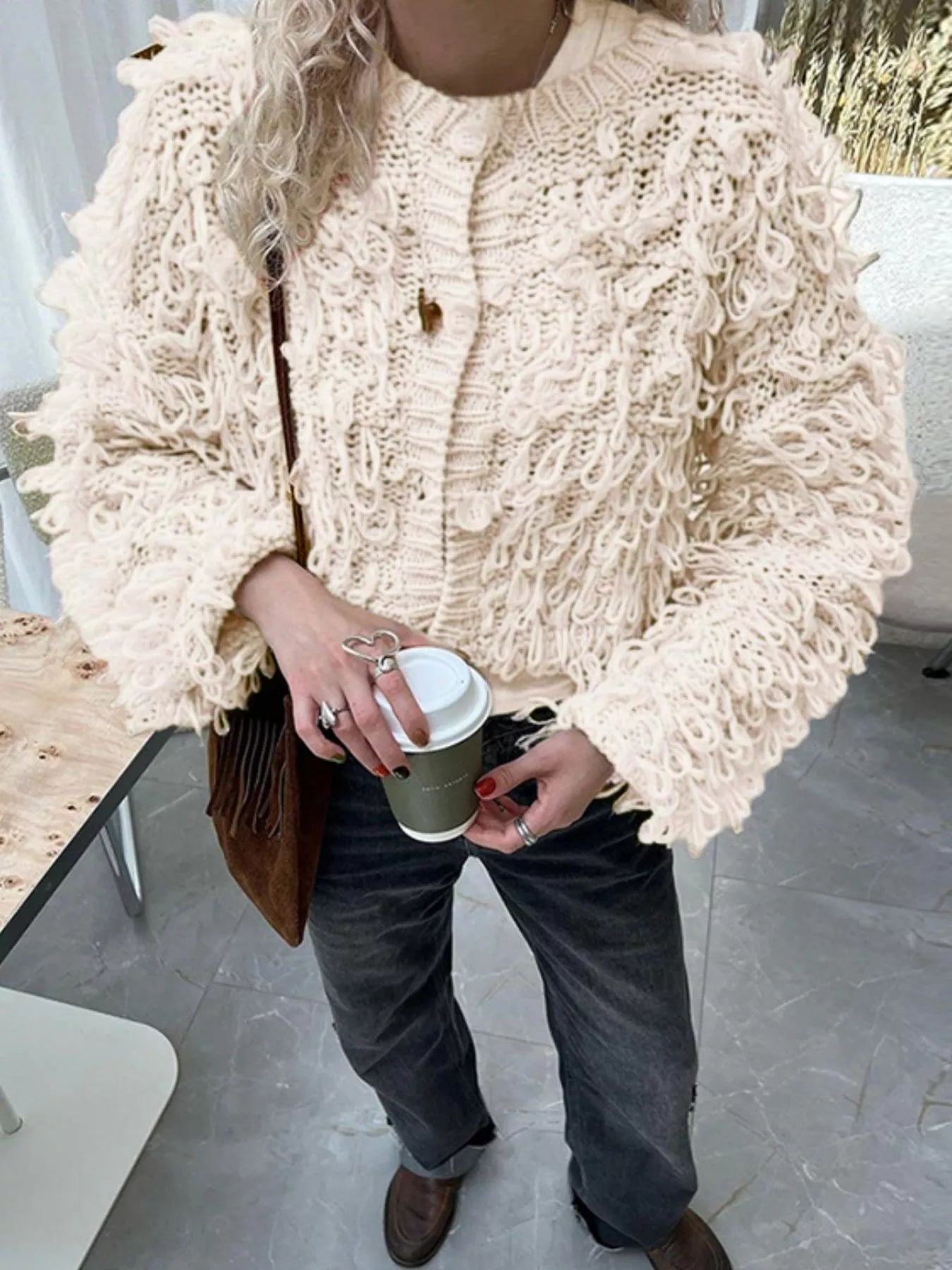 Fringe Button Up Cardigan