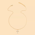 18K Gold-Plated Rhinestone Cross Necklace