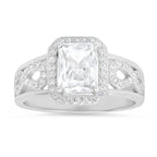 Sterling Silver Infinity Emerald-cut Diamond CZ Ring