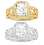 Sterling Silver Infinity Emerald-cut Diamond CZ Ring