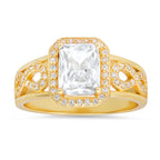 Sterling Silver Infinity Emerald-cut Diamond CZ Ring