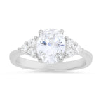 Sterling Silver Oval-cut Diamond CZ Ring