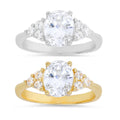 Sterling Silver Oval-cut Diamond CZ Ring