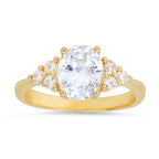 Sterling Silver Oval-cut Diamond CZ Ring