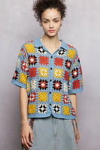 POL Crochet Short Sleeve Relaxed Fit Shirt