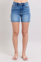 Judy Blue Full Size 2 Button Denim Shorts with Pockets Plus Size
