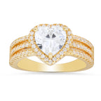 Sterling Silver Heart-cut Diamond CZ Halo Ring