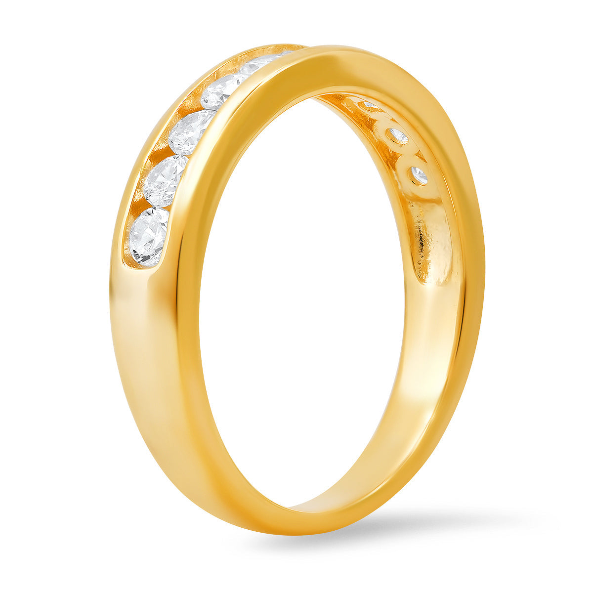 Sterling Silver Channel-set Round CZ Band Ring