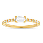 Sterling Silver East/West Baguette-cut CZ Ring