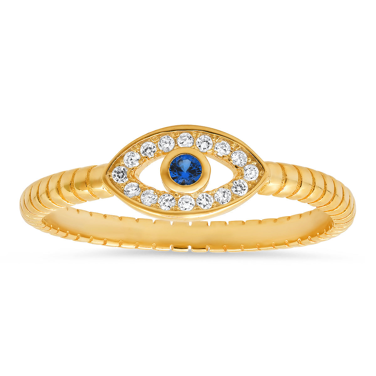 Sterling Silver CZ Evil Eye Ring