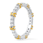 Sterling Silver Round-cut CZ "X" Stackable Eternity Band Ring