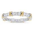 Sterling Silver Round-cut CZ "X" Stackable Eternity Band Ring