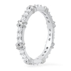 Sterling Silver Round-cut CZ "X" Stackable Eternity Band Ring
