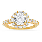 Sterling Silver Round and Baguette-cut Halo CZ Ring