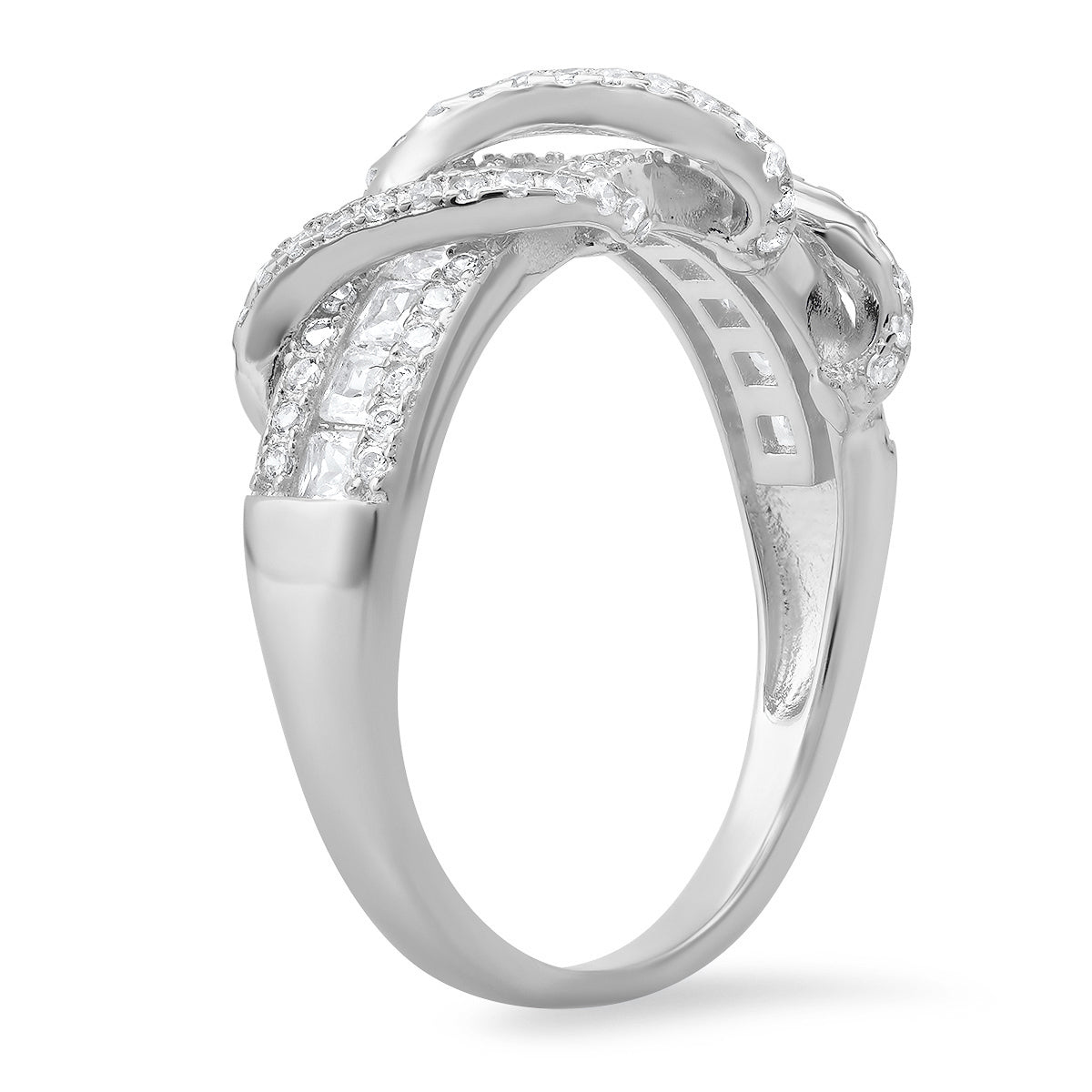 Sterling Silver Exotic Twist CZ Band Ring