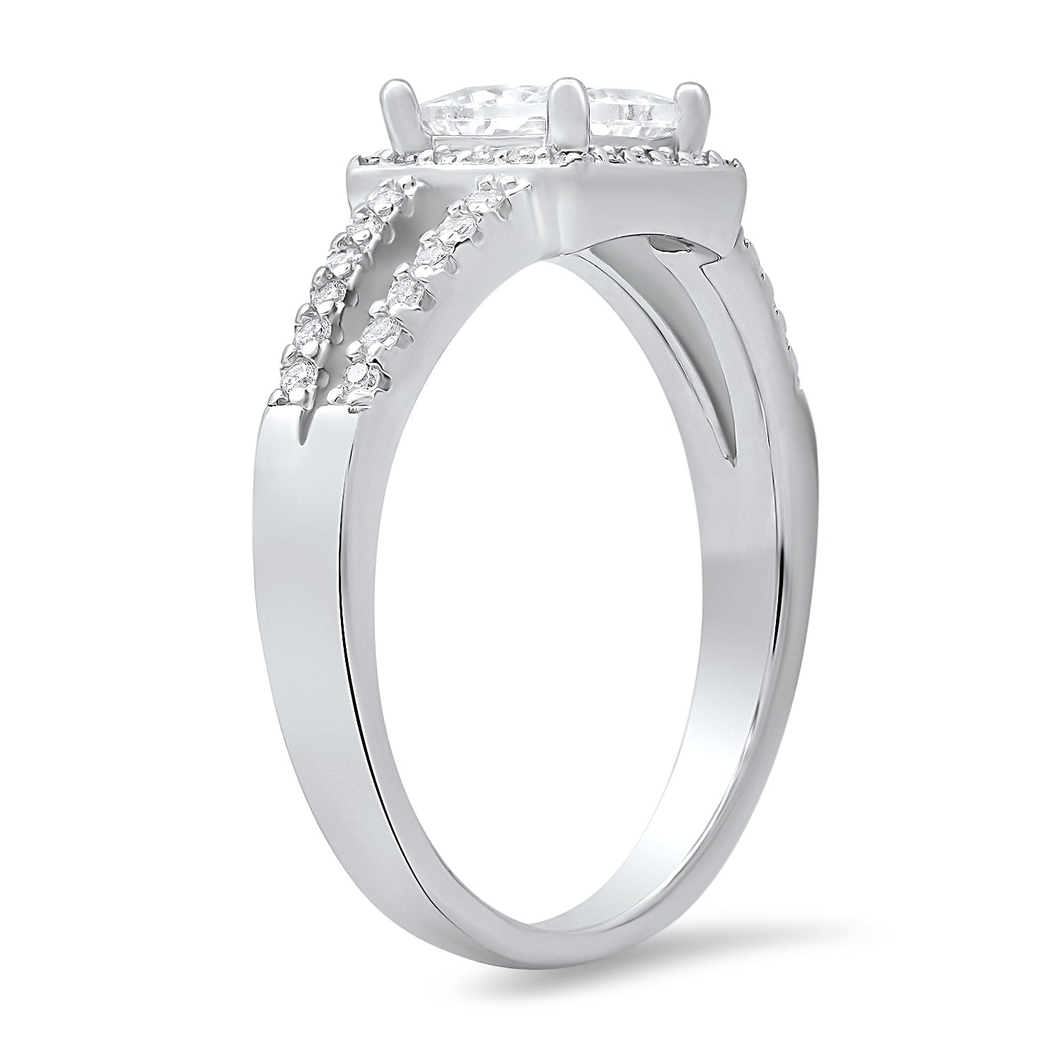 Sterling Silver Princess-cut Halo CZ Ring