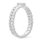 Bezel-set CZ Curb Chain Ring