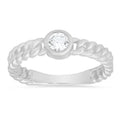 Bezel-set CZ Curb Chain Ring