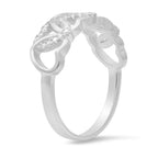 Sterling Silver Interlocking Hearts CZ Ring