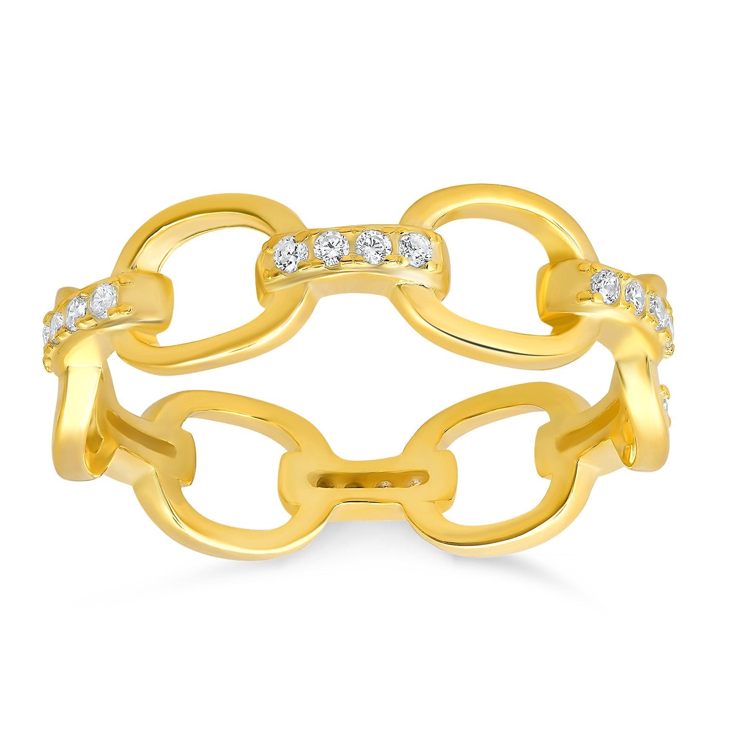 Sterling Silver CZ Paper Clip Band Ring