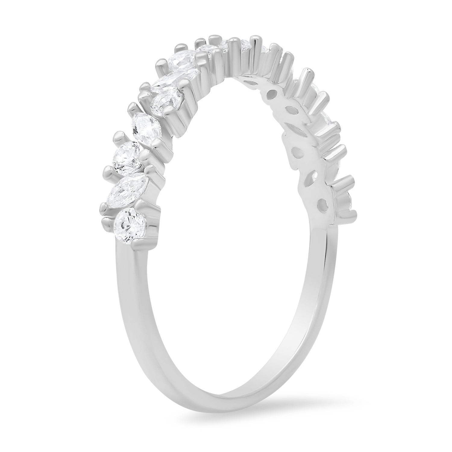 Sterling Silver Marquise-cut CZ Band Ring