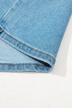 Acid Wash Bowknot Details High Waist Denim Skirt