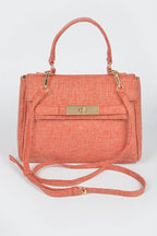 Color Linen Designed Top Handle Bag