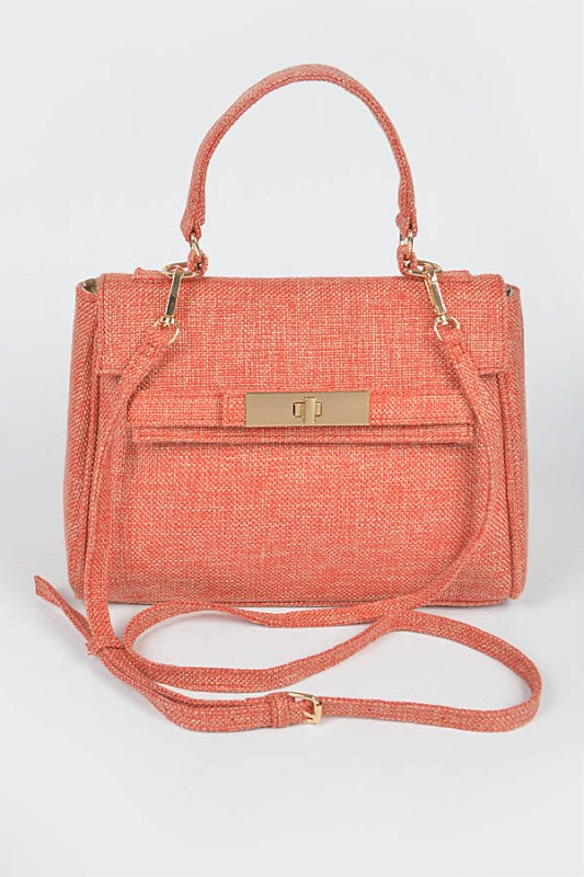 Color Linen Designed Top Handle Bag
