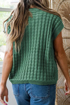 Textured Knit Cap Sleeve Sweater Vest