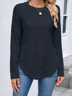 Diamond Pattern Knit Long Sleeve T-Shirt