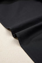 Short Puff Sleeve Contrast Embroidered Detail V Neck Blouse