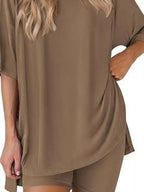 Full Size Half Sleeve T-Shirt and Shorts Set Plus Size