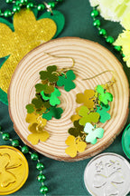 Green Metallic Shamrocks Cascade Earrings