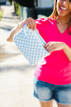 Blue & White Checker Cloth/Knit Travel Bag