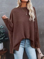Waffle Knit Boat Neck T-Shirt