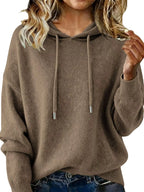 Drawstring Long Sleeve Hooded Sweater