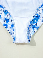 Floral Ruffled Strap Lace-up Hollow Out One Piece Swimsuit