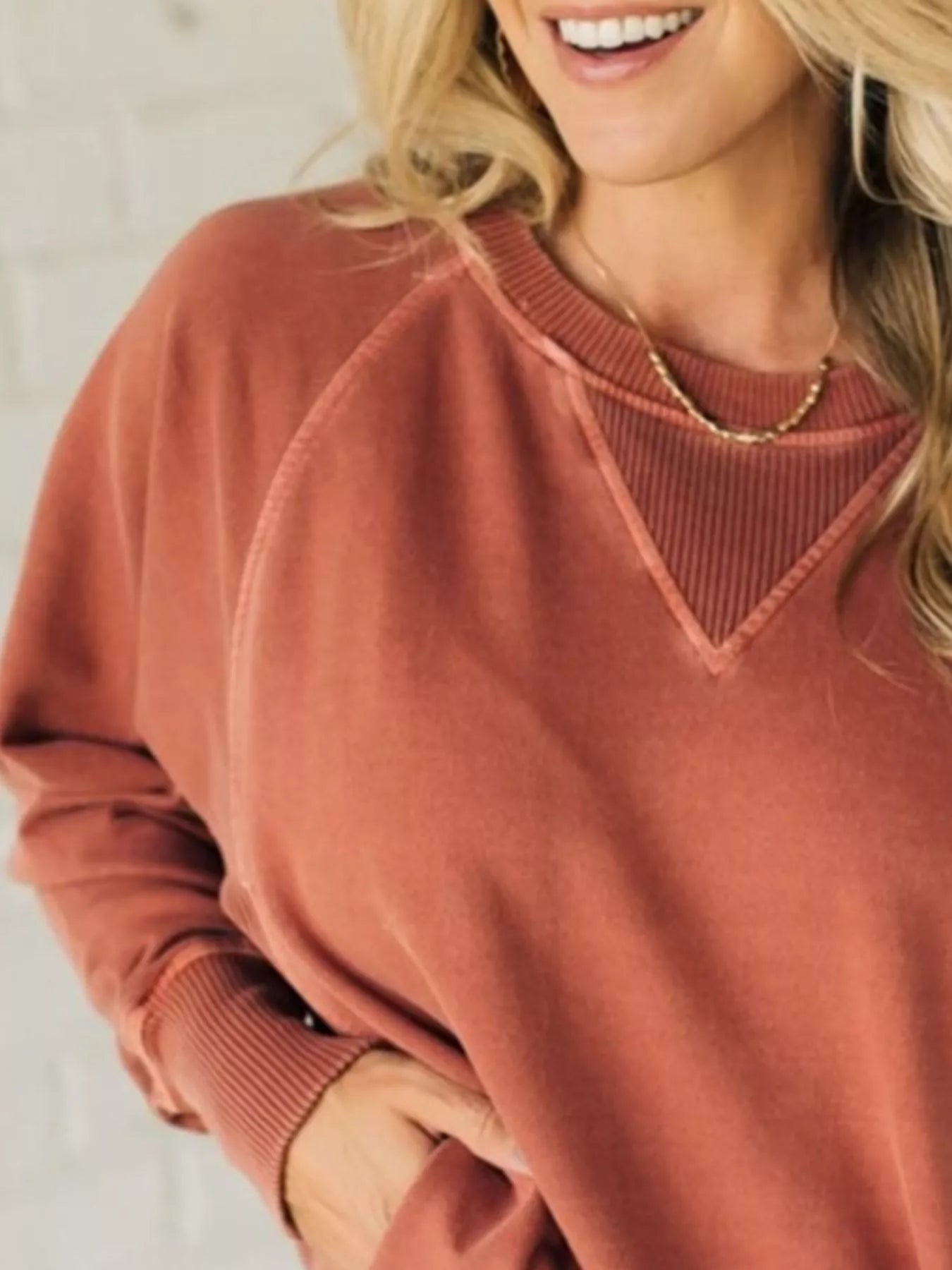 Full Size Crew Neck Raglan Sleeve Sweatshirt Plus Size