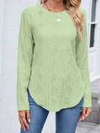 Diamond Pattern Knit Long Sleeve T-Shirt