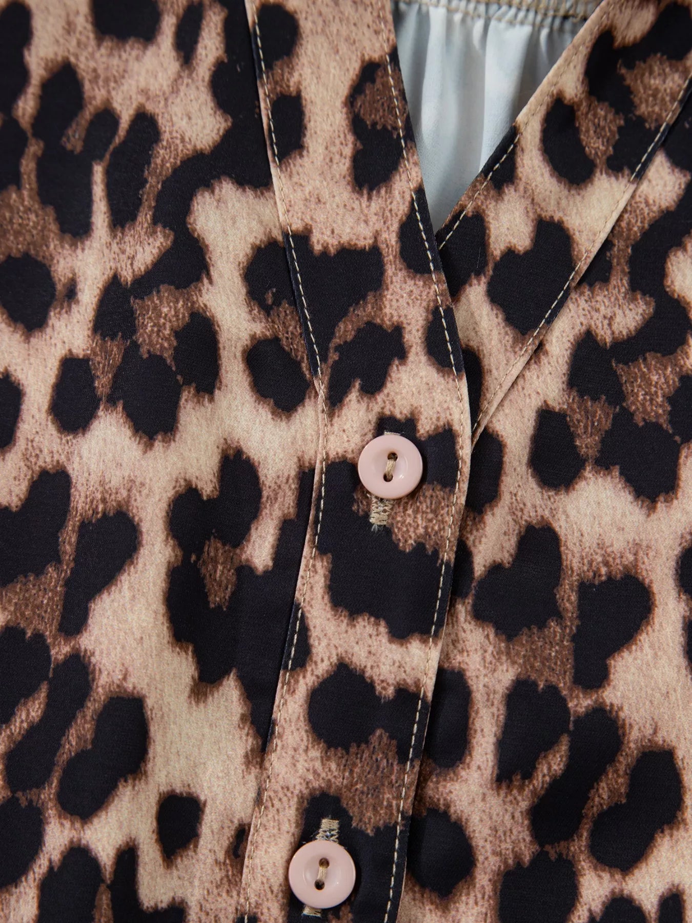 Leopard Print Button Down Lace Trim Short Sleeve Shirt