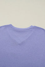 Waffle V Neck Short Sleeve Top