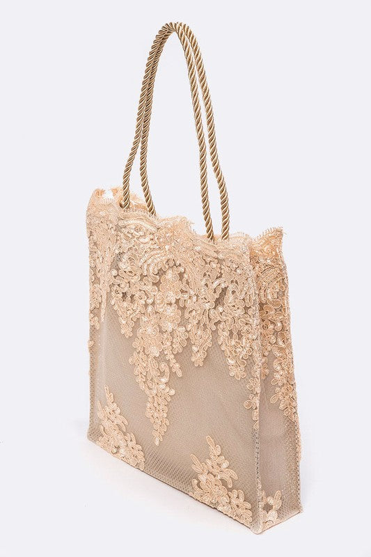 Lace Fabrice Cleared Structure Tote