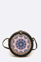 Hand Painted Wooden Panel Bamboo Circle Swing Bag