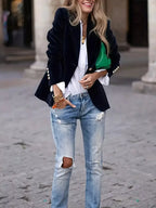One Button Long Sleeve Blazer